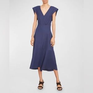NWT Vince Flutter Sleeve V-Neck Midi Dress Tie Detail in Blue | Size XXS